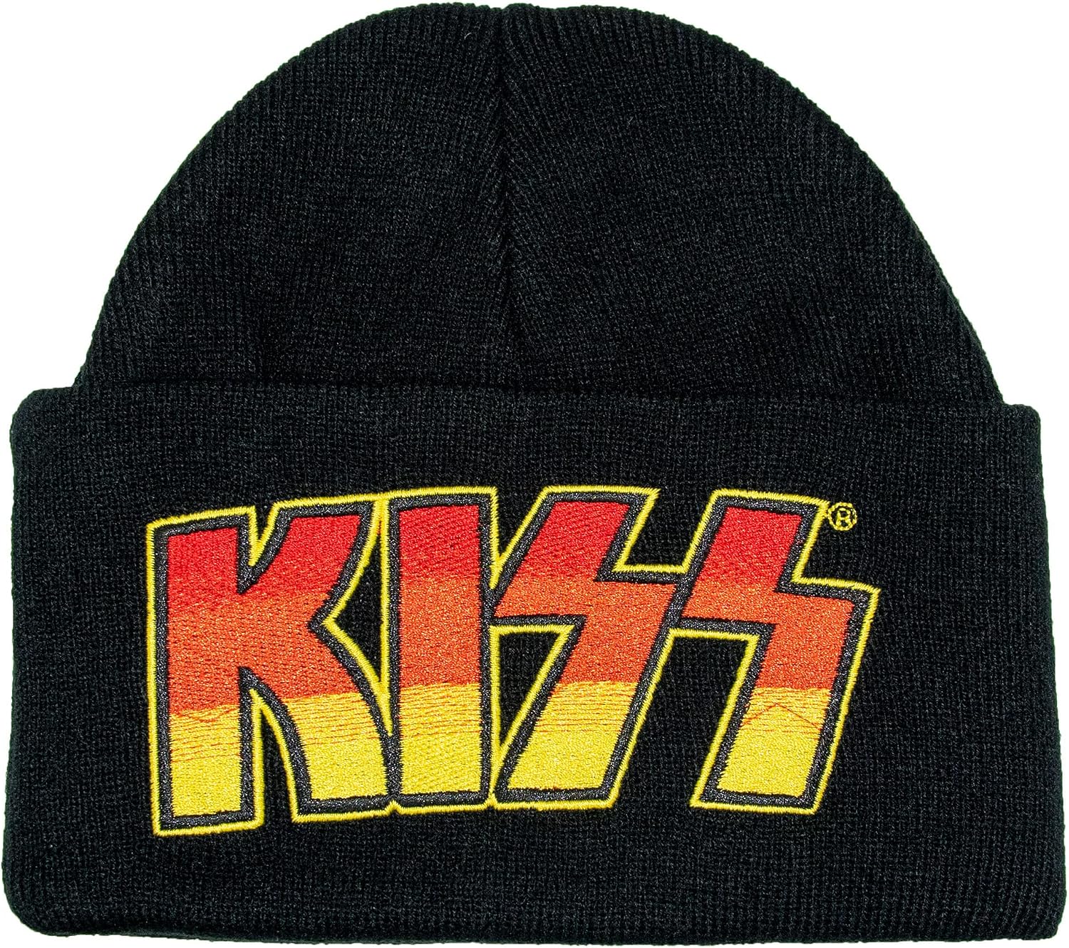 Amplified Kiss Mens Logo Cuff Beanie Hat - Black