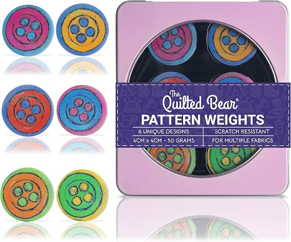 The Quilted Bear Pattern Weight Set, Button Designs by Lenny Cornforth