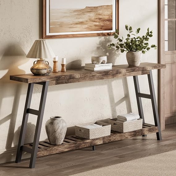 ChooChoo 70.9 Inch Long Console Tables for Entryway, Hallway Table, 2-Tier