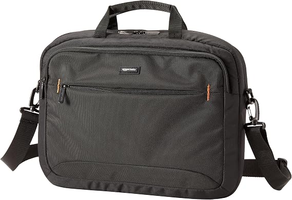 Amazon Basics Laptop Shoulder Bag, Slim 15.6 inch, Black, 1-Pack
