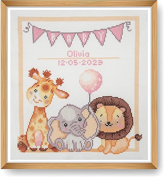 Trimits Large Cross Stitch Kits - Counted Embroidery Needlework for Adults Beginners Kids, Christmas Gifts Wall Art (Frame Not Included), 11 Count, Baby
