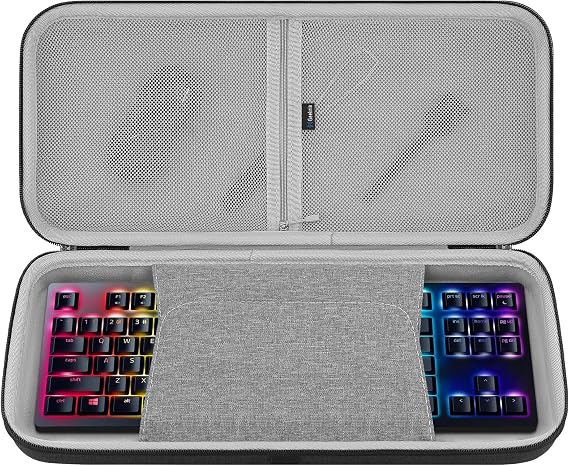 GEEKRIA TKL Keyboard Hard Shell Case, Compatible with Razer Huntsman V3 HE/Huntsman V2 TKL / V3 Pro TKL/BlackWidow V3 TKL/Ornata V3 TKL, Travel Carrying Bag for 87-Key Computer Keyboard