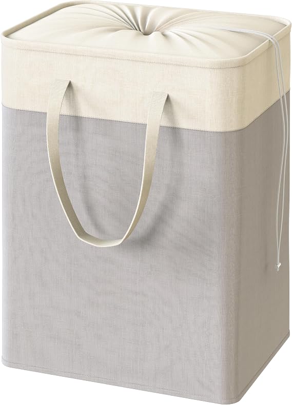 Simple Houseware Rectangle Terylene Cotton Collapsible Laundry Hamper Basket, Grey