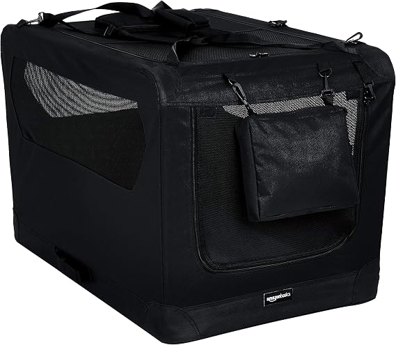 Amazon Basics Premium Folding Portable Soft Pet Crate - 91 cm, BLACK