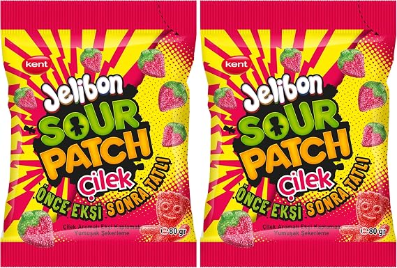 Jelibon Sour Patch Çilek Aromalı Yumuşak Şekerleme 80 gr 2li paket