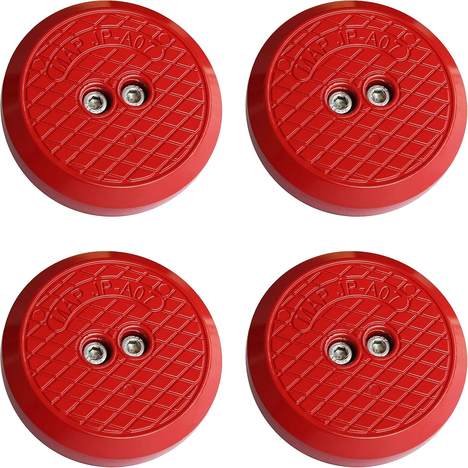 Potauto Universal Aluminum Jack Pad Jacking Puck Adapter Support Compatible with Chevrolet Corvette C6 C7 Porsche 911 996 Frame Rail Vehicles (4-Pack, Red)