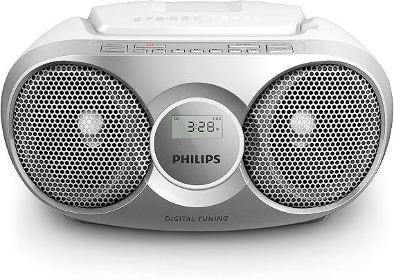 Philips Audio CD Player AZ215S/05 CD Player Radio (Dynamic Bass Boost, FM Digital Tuner, CD Shuffle/Repeat Function, 3 W, 3.5-mm Audio-In) Silver