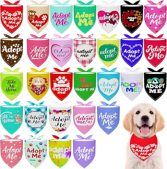 30PCS Adopt Me Dog Bandanas Bulk for Small Dogs Edge Hemming XS S