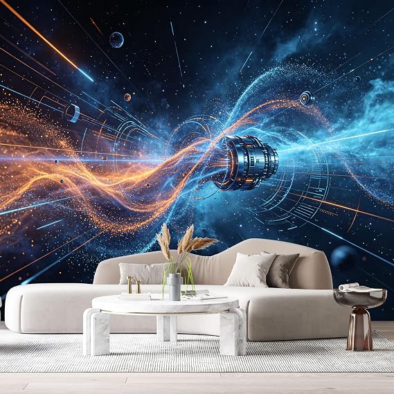 Custom Size Wall Murals Futuristic Space Abstract Energy Swirl Galaxy Light Stream 3D Trompe l’oeil SelfAdhesive Wall Fabric Removable Large Wallpaper for Photo Living Room