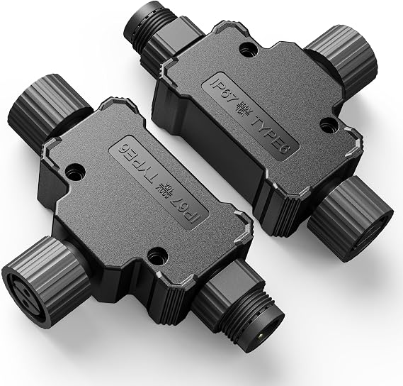 ZOVEEK T Connector (2 Pack) for Philips Hue Outdoor Low Voltage Lights, Weatherproof Power Supply Compatible with Lily Spot/XL Spot, Calla Pedestal, Econic Pathway, Amarant Light Bar