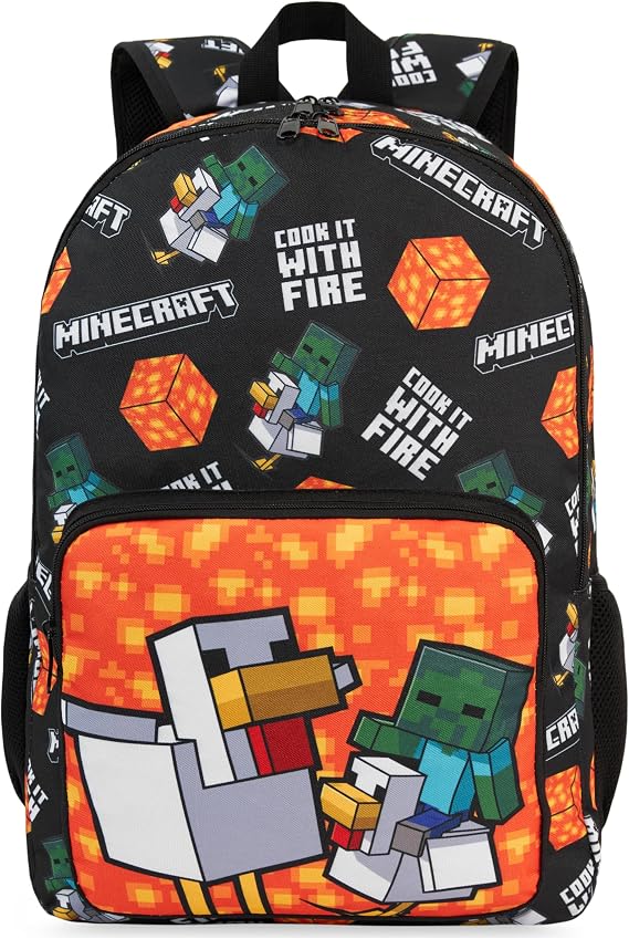 Get Trend Minecraft Boys Large Backpack, 46cm Adjustable Straps School Bag