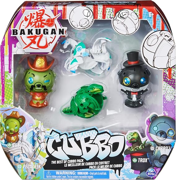 Bakugan, The Best of Cubbo Pack (Includes Magician and Cowboy Cubbo, Pegatrix, and Trox) Geogan Rising Collectible, Toys for Kids Boys Ages 6 and Up