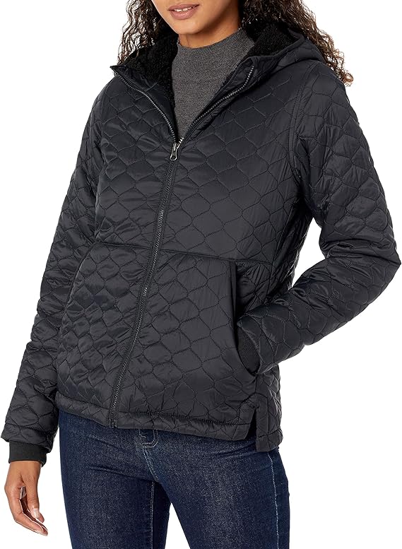 Amazon Essentials Women's Lightweight Quilted Full-Zip Water-Resistant Sherpa-Lined Hooded Puffer Jacket
