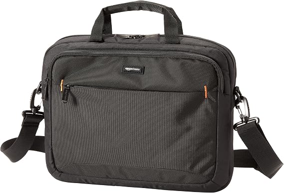 Amazon Basics Laptop Briefcase with Cross-Body Strap, 14 inch Laptop Bag (35.6 cm) Black