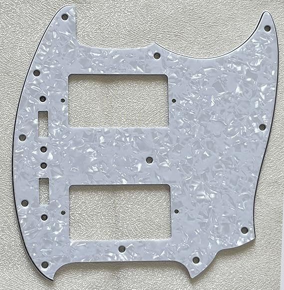 Pick Guard For Fender Mustang With PAF Humbucker Style Guitar Pickguard Scratch Plate (4-Ply White Pearl)