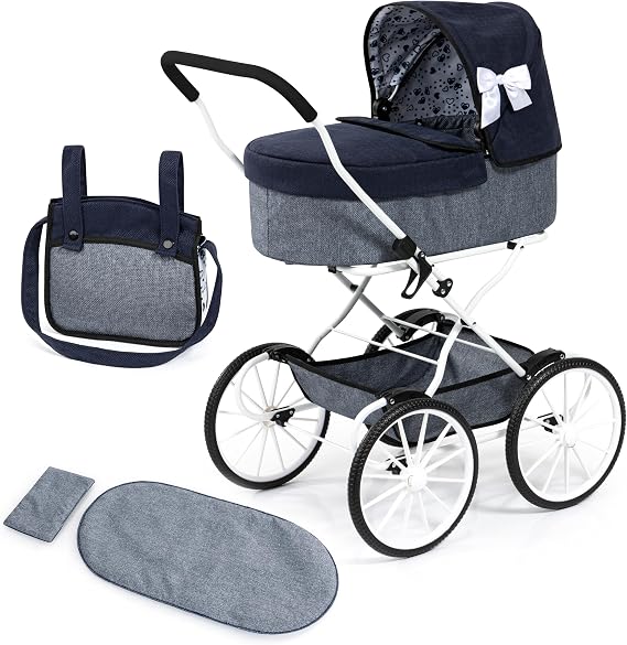 Bayer Design Doll's pram nostalgic with bag and integrated basket