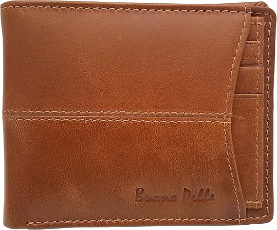 RFID Blocking Mens Designer Luxury Distressed Leather Wallet with Coin Pocket & ID Window Gift Boxed