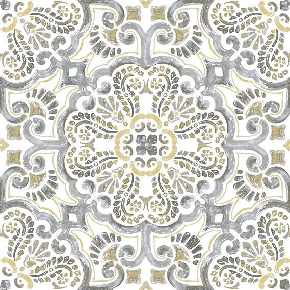 WallPops FP2947 Antico Peel & Stick Floor Tiles, Multi-Colour, 12 x 12 inches
