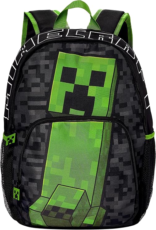Minecraft Boys Backpack, Creeper Kids Rucksack, Boys Gaming School Bag, One Size