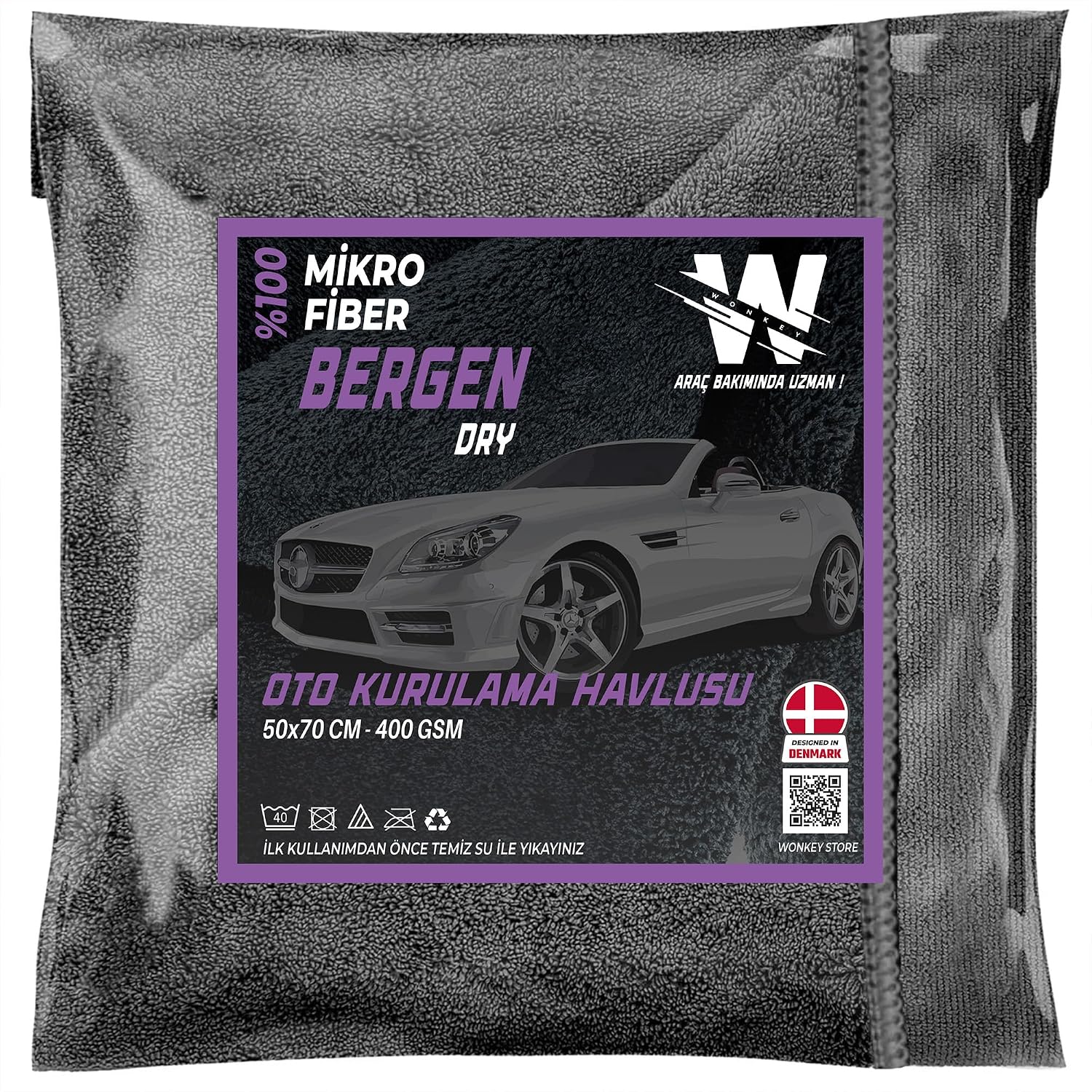 WONKEY - Absorbent Auto Drying Cloth, Microfiber Car Wash Cloth, Car Body and Torpedo Cleaning Towel 50x70 cm