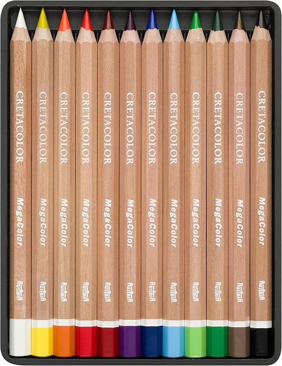Cretacolor Megacolor Colouring Pencils, Artist's Sticks, Extra Thick for Large Areas (Pack of 12)