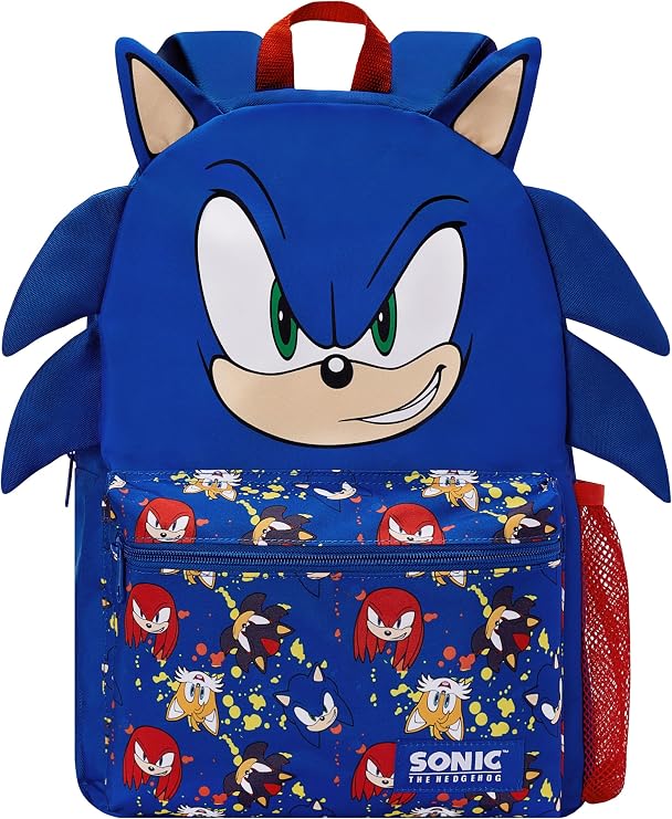 Sonic The Hedgehog Children's Backpack with Ears and Spikes 3D, Blue, One Size