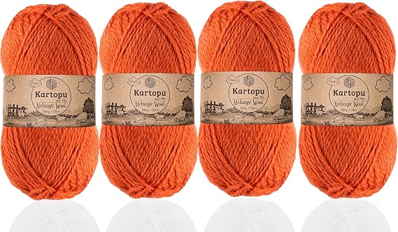 Kartopu Melange Wool,Wool Knitting Rope (4Balls) Each Skein(Ball) 3.53 Oz (100g)It is Very Soft and Gives an Amazing Woolly Feeling to Your Knit Pieces (Tile 1210)