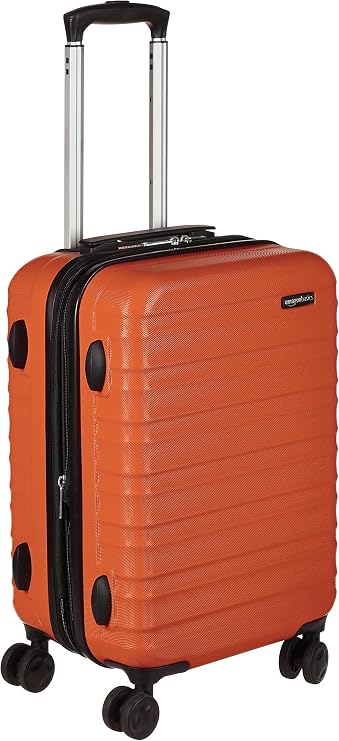 Amazon Basics Small Hard Case - ABS Expandable Carry-on Luggage with 4 Swivel Double Wheels - Scratch Resistant and Lightweight - 55 x 37.5 x 10 cm - Burnt Orange