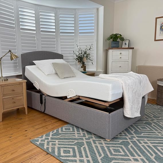 Backcarebeds Majestic Adjustable Electric Bed 3ft 6' Large Single, Ash Grey