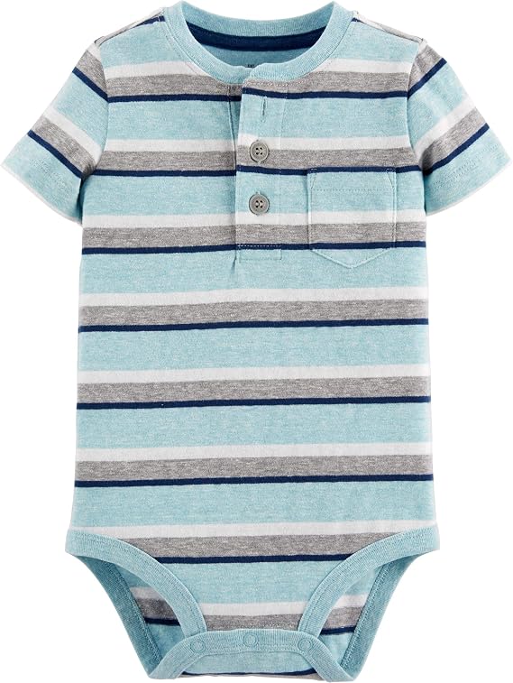 OSHKOSH B'GOSH Baby-Boys Bodysuit, Tourist Blue Stripe, 12 Months