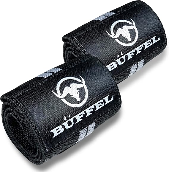 BÜFFEL Wrist Wrap, Wrist Support, Weight Training, Set of 2, 23.6 x 3.1 inches 60 x 8 cm, Muscle Training, Wrist Strap, Wrist Stabilization, Weight Training Gray