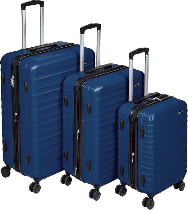 Amazon Basics Carry Case, Suitcase, Hard Type, Double Wheels, 3-Piece Set