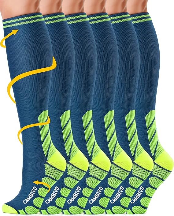 CAMBIVO Compression Socks 3 Pairs for Men & Women, 20-30 mmHg Flight Socks