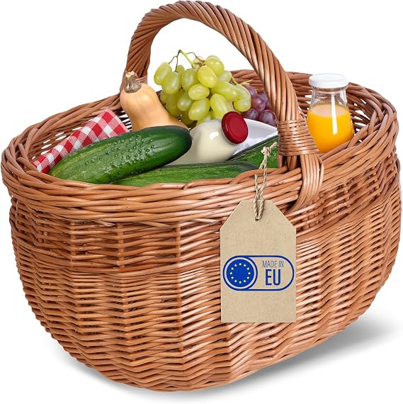 Creative Home Large Wicker Picnic Basket with Handle 44 x 33 x 36 cm
