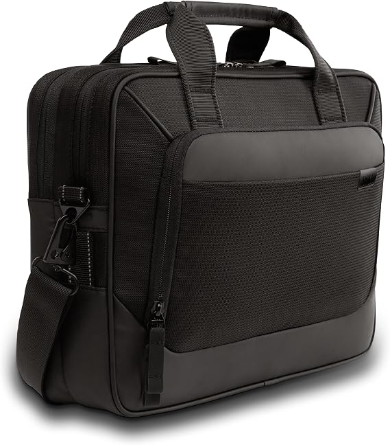 Dell EcoLoop Pro Classic Evrak Çantası – CC5425C – Siyah – 14 inç uyumlu – 460-BDSR OceanCycle sertifikalı geri dönüştürülmüş kumaş, 360° EVA köpük korumalı laptop bölmesi, su ve kir tutmayan kumaş, yansıtıcı vurgular, omuz askısı ve üst tutamaç