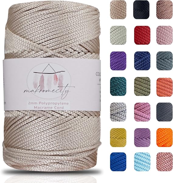 Makromecity Macrame Yarn 2mm x 230m High Quality Polyester Polypropylene Macrame Cord for DIY Crafts Home Decoration Shoulder Plate Handbag Dummy Chain
