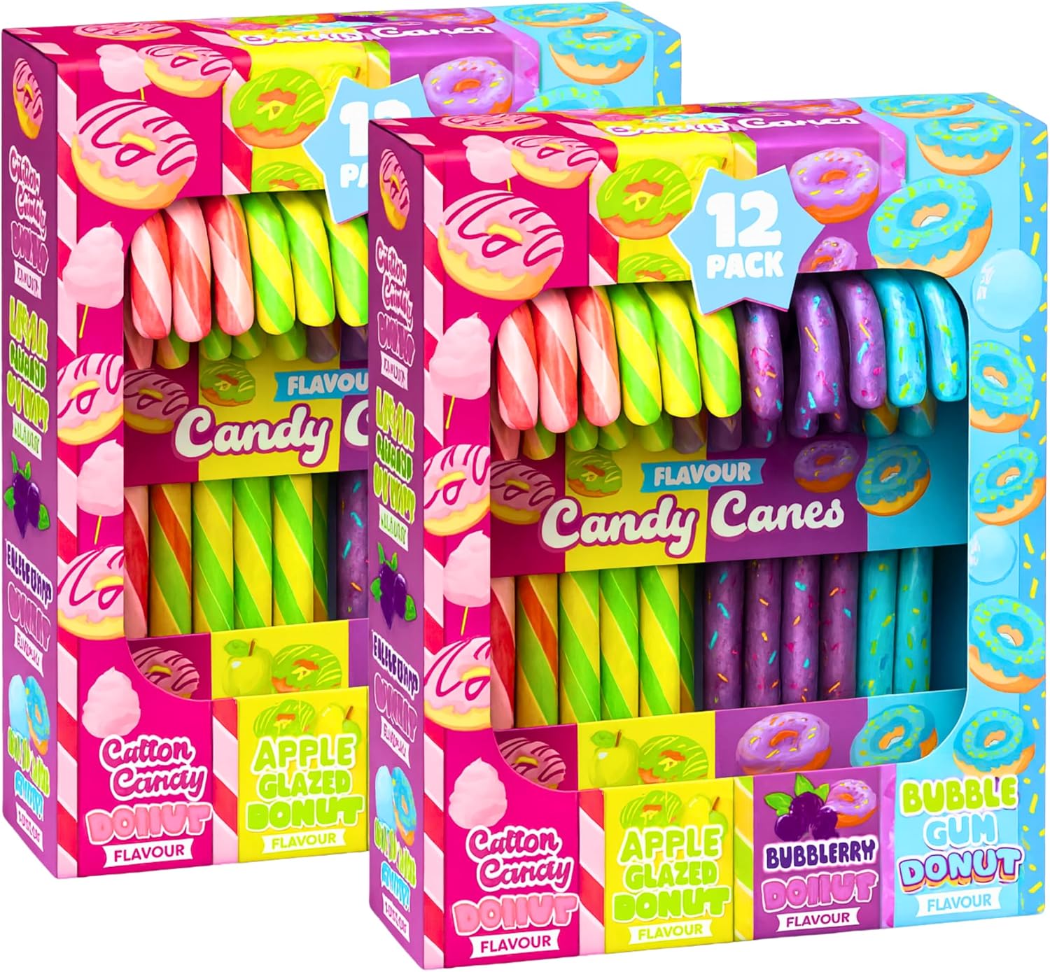 Assorted Flavour Candy Canes 24 Pieces, 260g | Stocking Filler | Christmas Sweets | Christmas eve box filler | Candy Decorations