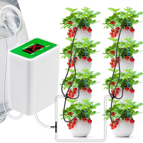 Smart Automatic Watering System - 8 Plant Zones, Programmable Timer, USB Charging, 2m Hose for Indoor/Outdoor Use