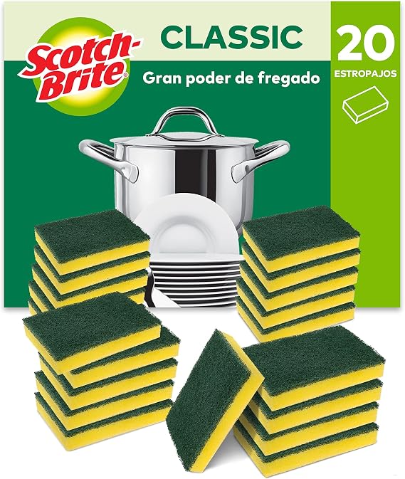 Scotch-Brite Classic Scrubber, 20 Count - Durable Scrubber Easily Removes Fat and Burned Food Scraps