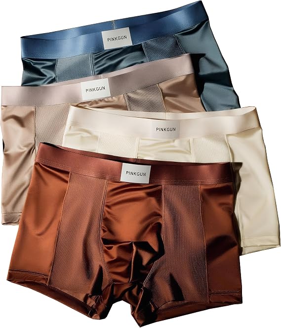 Air-Flow Silk Boxers for Men with Breathable Mesh Front