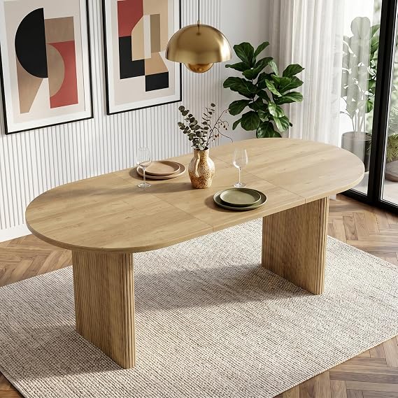 Extending Dining Table 140-200cm for 6-8 People, Oak Color