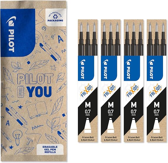 PILOT - FriXion Ball/Clicker Erasable Pen Refill 0.7mm - Black - Pack of 12