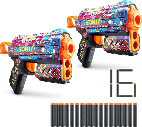 XSHOT 36740B Blaster with Air Pocket Technology Foam Darts, Robotnik, Flux