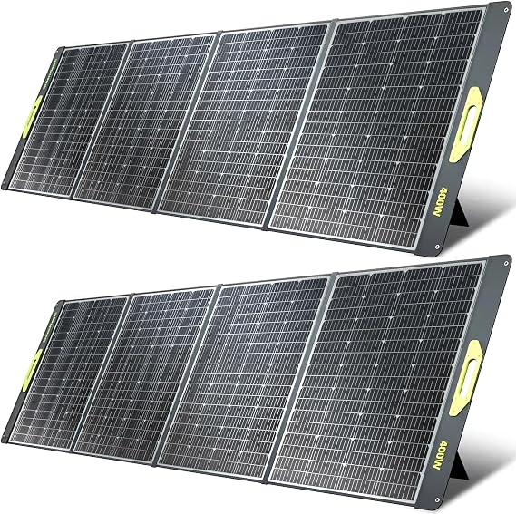 800W Portable Solar Panel, 2pcs 400W Portable Solar Panels 39V, 23% Efficiency Foldable IP67 Waterproof Adjustable Kickstands, Off-Grid Power Smart Sunlight Alignment via Suncast, for Camping, RV