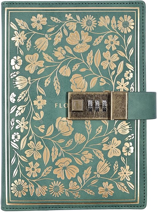 Vintage Lockable Diary, B6 European Style Travel Journal with Lock, PU Leather Password Notebook Planner Agenda Sketchbook, Office School Supplies Student Stationery Birthday Gift, 20x14cm