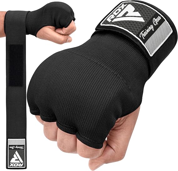 RDX Gel Boxing Hand Wraps Inner Gloves for Men Women, Quick 100cm Long Wrist Straps, Elasticated Padded Fist Hand Protection, Adults Kids, Muay Thai MMA Martial Arts Training Under Mitt Bandages