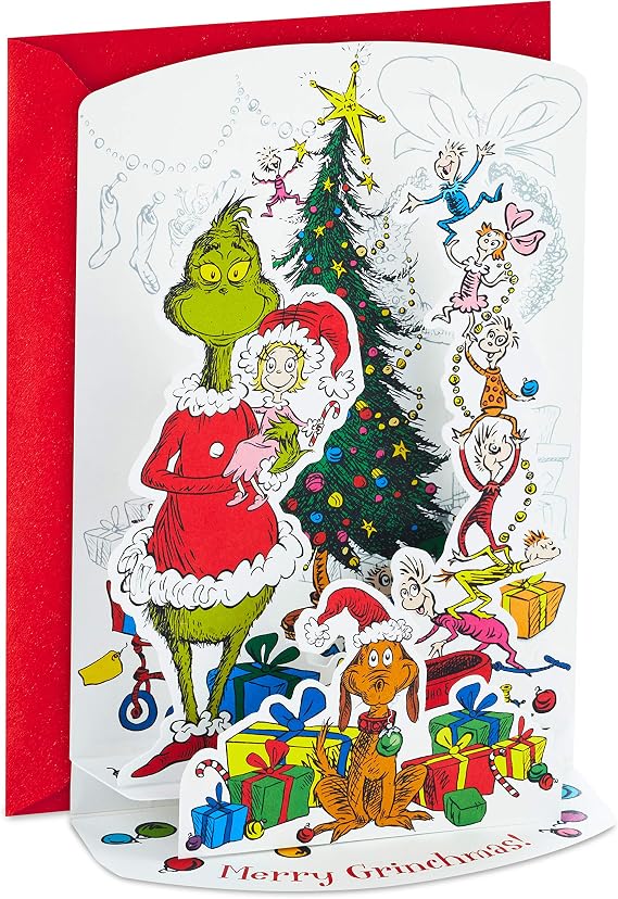 Hallmark Grinch Boxed Christmas Cards, Merry Grinchmas Paper Craft (8 Displayable Pop Up Cards and Envelopes)