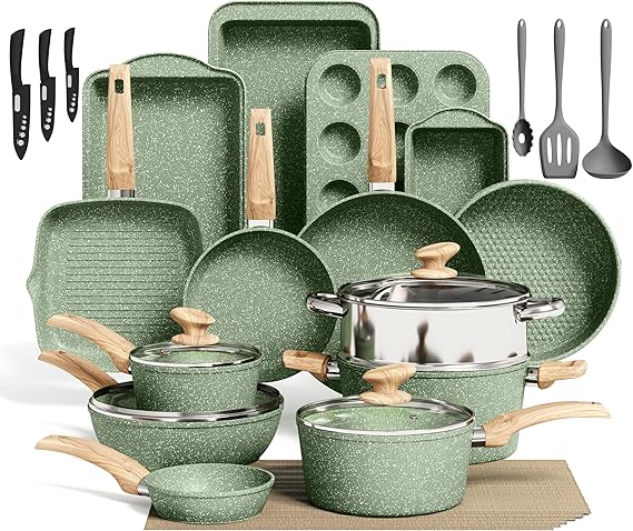 Kitchen Academy 30 Piece Induction Hob Pans and Pots Set Non Stick