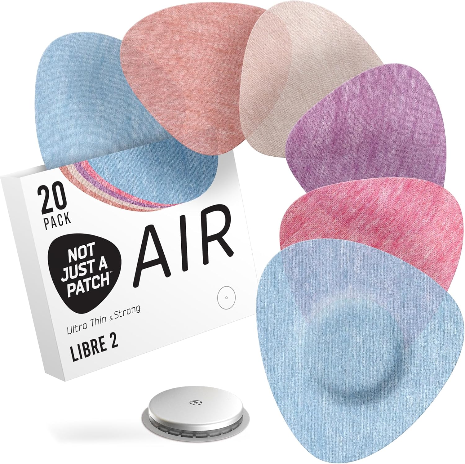 Not Just A Patch Freestyle Libre 2 Covers 20 Pack - Thin, Strong and Light, Ultra-Long 14 Day Adhesion - Durable Lingo CGM & Libre 2 Sensor & Protector Patches - Air Libre 2 Multicolor