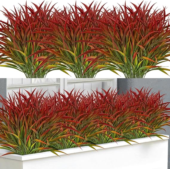 16 Bundles Artificial Plants Outdoor Faux Grass Stems